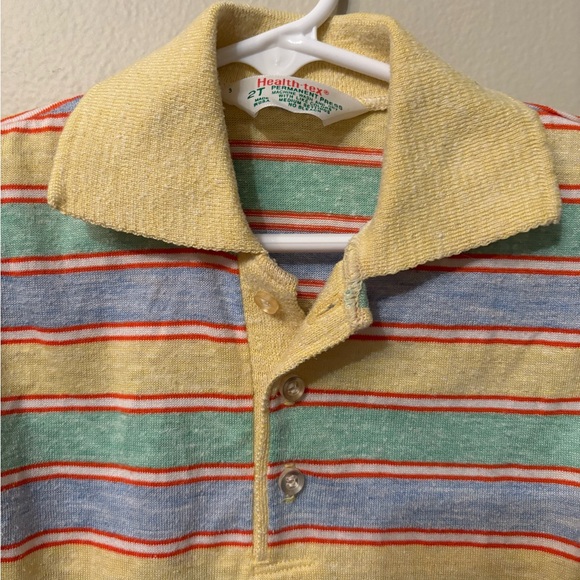 Vintage Healthtex 70s Striped Polo Shirt 2T USA Made Retro Kid Tee - Picture 2 of 6
